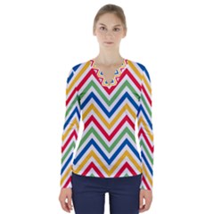 Pattern 33 V-neck Long Sleeve Top by GardenOfOphir