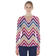 Pattern 35 V-neck Long Sleeve Top by GardenOfOphir