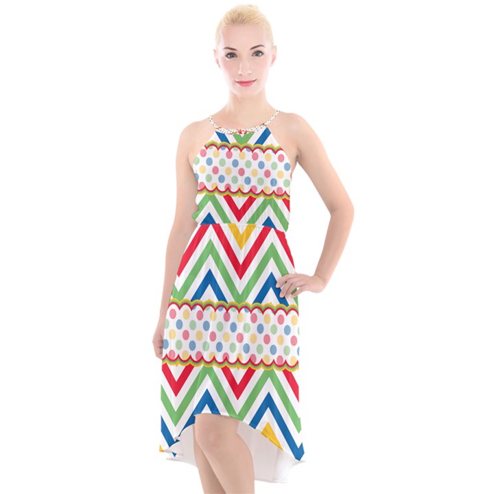 Pattern 34 High-Low Halter Chiffon Dress 