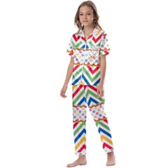 Pattern 34 Kids  Satin Short Sleeve Pajamas Set by GardenOfOphir