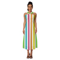 Pattern 41 Sleeveless Cross Front Cocktail Midi Chiffon Dress by GardenOfOphir