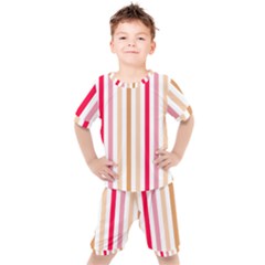 Stripe Pattern Kids  Tee And Shorts Set by GardenOfOphir