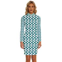 Pattern 56 Long Sleeve Shirt Collar Bodycon Dress by GardenOfOphir