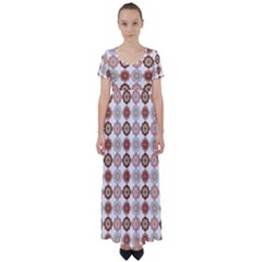 Trendy Pattern High Waist Short Sleeve Maxi Dress