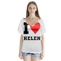 I Love Helen V-neck Flutter Sleeve Top by ilovewhateva