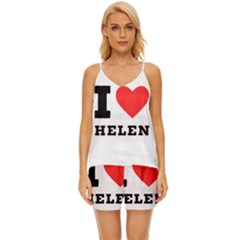 I Love Helen V-neck Satin Pajamas Set by ilovewhateva