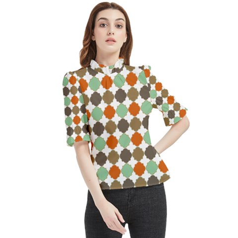 Stylish Pattern Frill Neck Blouse by GardenOfOphir