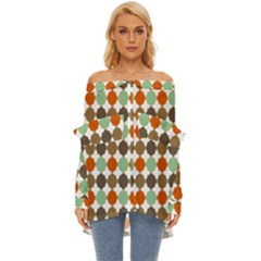 Stylish Pattern Off Shoulder Chiffon Pocket Shirt