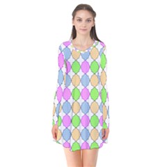 Quatrefoil Ii Long Sleeve V-neck Flare Dress by GardenOfOphir