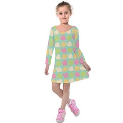 Slugs Pattern Kids  Long Sleeve Velvet Dress by GardenOfOphir