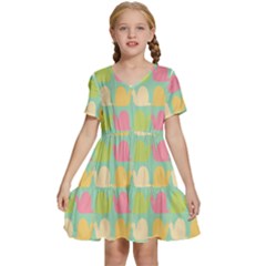 Slugs Pattern Kids  Short Sleeve Tiered Mini Dress by GardenOfOphir