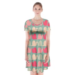 Colorful Slugs Short Sleeve V-neck Flare Dress by GardenOfOphir