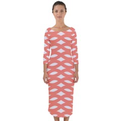 Lattice Iv Quarter Sleeve Midi Bodycon Dress