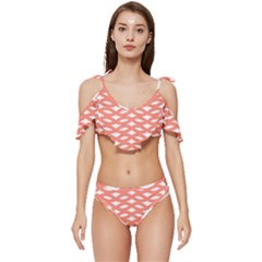 Lattice Iv Ruffle Edge Tie Up Bikini Set	