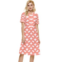 Lattice Iv Button Top Knee Length Dress