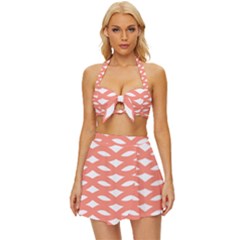 Lattice Iv Vintage Style Bikini Top and Skirt Set 