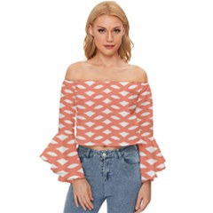 Lattice Iv Off Shoulder Flutter Bell Sleeve Top