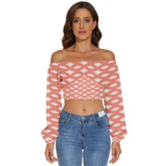 Lattice Iv Long Sleeve Crinkled Weave Crop Top by GardenOfOphir