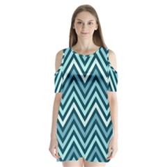 Chevron Vi Shoulder Cutout Velvet One Piece