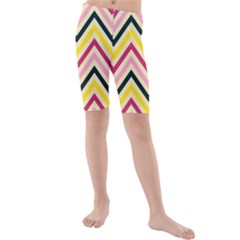 Chevron I Kids  Mid Length Swim Shorts by GardenOfOphir