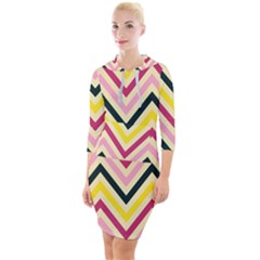 Chevron I Quarter Sleeve Hood Bodycon Dress by GardenOfOphir