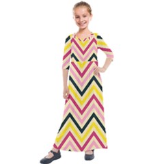 Chevron I Kids  Quarter Sleeve Maxi Dress by GardenOfOphir