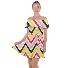 Chevron I Off Shoulder Velour Dress by GardenOfOphir