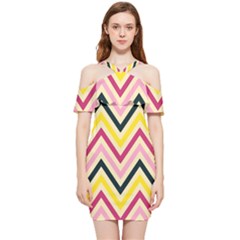 Chevron I Shoulder Frill Bodycon Summer Dress