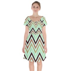 Chevron Iii Short Sleeve Bardot Dress by GardenOfOphir