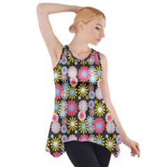 Pretty Flowers Side Drop Tank Tunic by GardenOfOphir