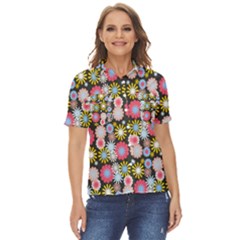 Pretty Flowers Women s Short Sleeve Double Pocket Shirt
