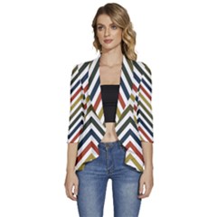 Chevron Ii Women s 3/4 Sleeve Ruffle Edge Open Front Jacket by GardenOfOphir