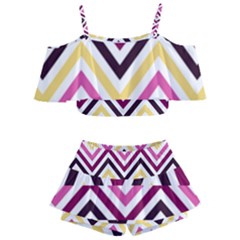 Pretty Chevron Kids  Off Shoulder Skirt Bikini by GardenOfOphir