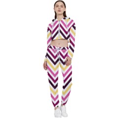 Pretty Chevron Cropped Zip Up Lounge Set by GardenOfOphir