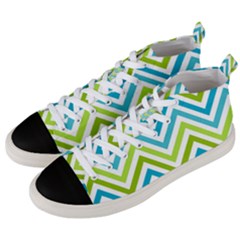 Green Chevron Men s Mid-top Canvas Sneakers by GardenOfOphir