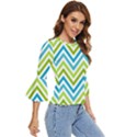 Green Chevron Bell Sleeve Top View3