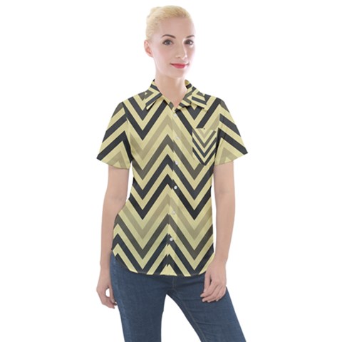 Mute Chevron Women s Short Sleeve Pocket Shirt by GardenOfOphir