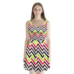 Chevron Split Back Mini Dress 