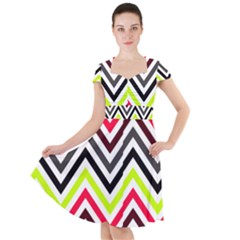 Chevron Cap Sleeve Midi Dress