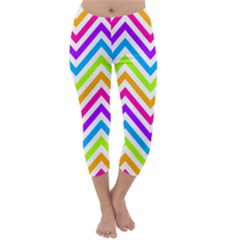 Bright Chevron Capri Winter Leggings  by GardenOfOphir