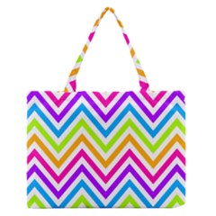 Bright Chevron Zipper Medium Tote Bag by GardenOfOphir