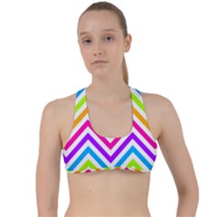 Bright Chevron Criss Cross Racerback Sports Bra by GardenOfOphir