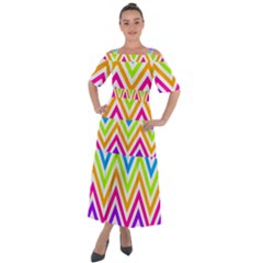 Bright Chevron Shoulder Straps Boho Maxi Dress  by GardenOfOphir