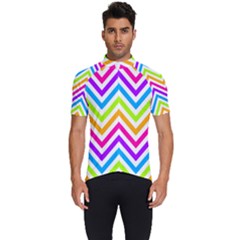 Bright Chevron Men s Short Sleeve Cycling Jersey by GardenOfOphir