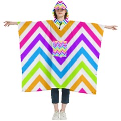 Bright Chevron Women s Hooded Rain Ponchos