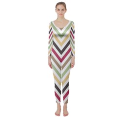 Colorful Chevron Long Sleeve Catsuit by GardenOfOphir