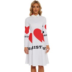 I Love Christine Long Sleeve Shirt Collar A-line Dress by ilovewhateva