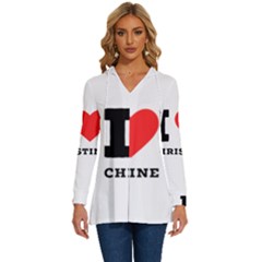 I Love Christine Long Sleeve Drawstring Hooded Top