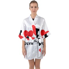 I Love Carolyn Half Sleeve Satin Kimono  by ilovewhateva