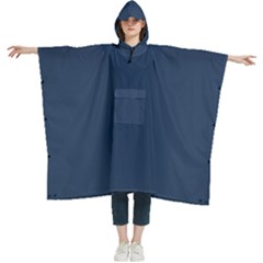 Navy Peony Blue	 - 	hooded Rain Ponchos by ColorfulWomensWear